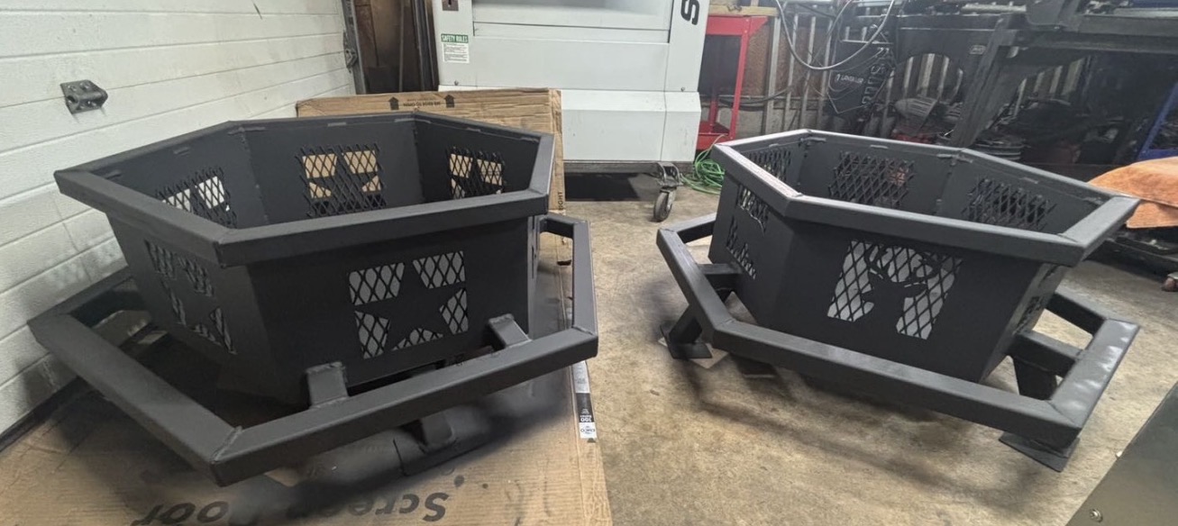 Large and small square custom fire pits
