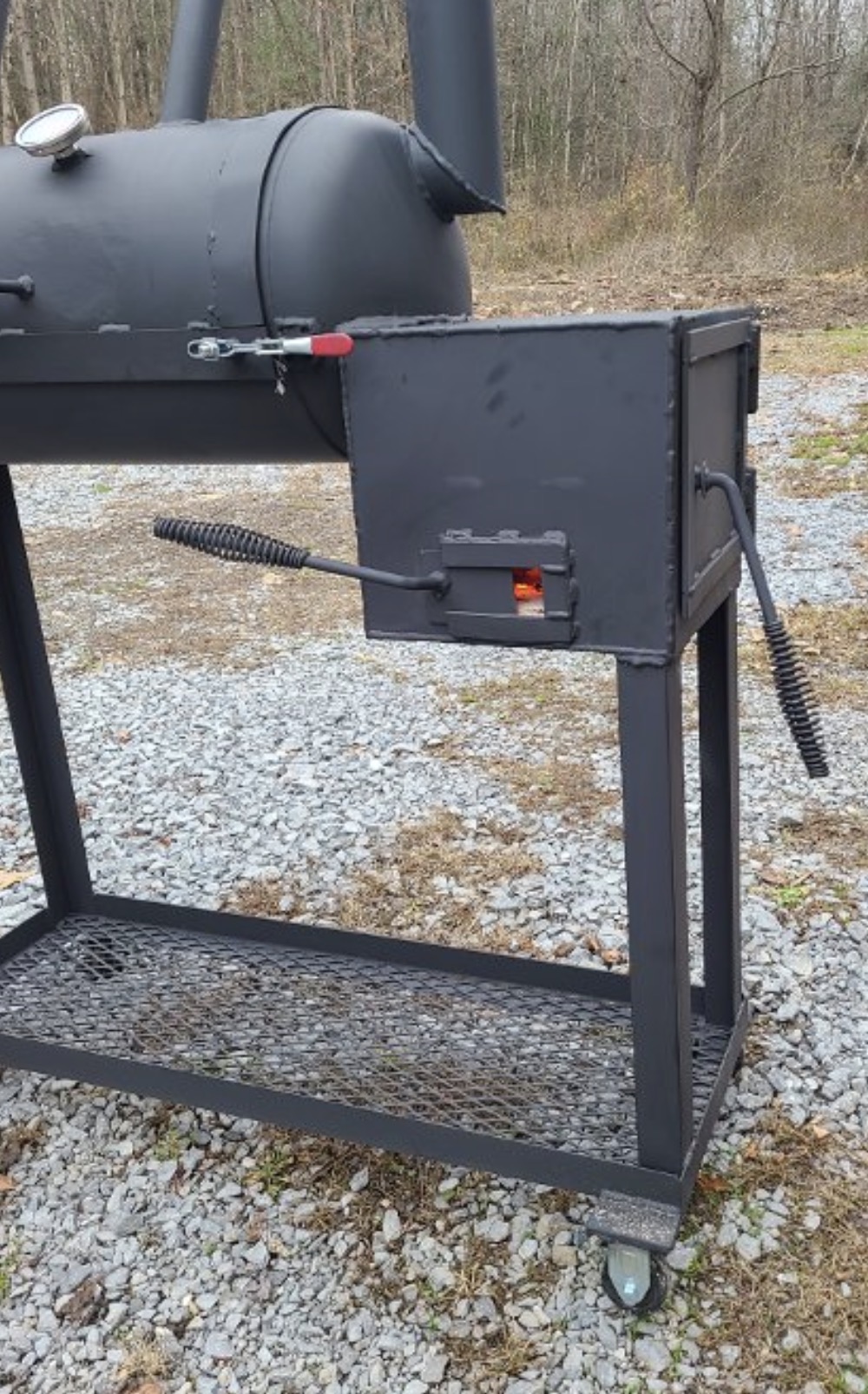 Detail of a custom smoker firebox