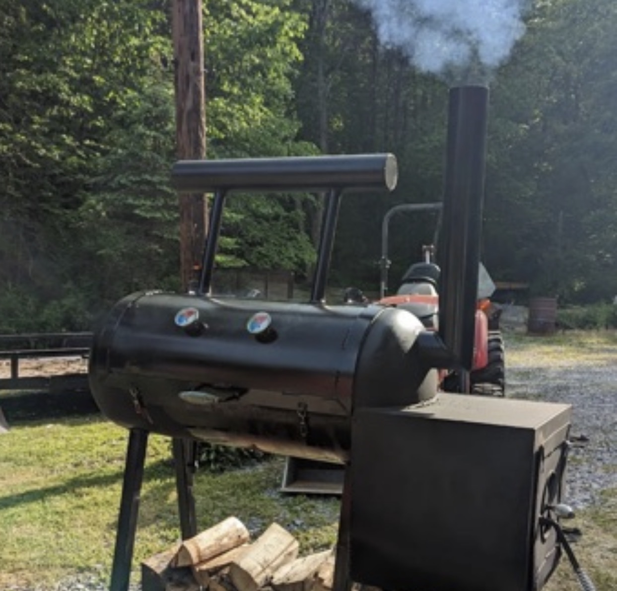 Large custom smoker with warming rack